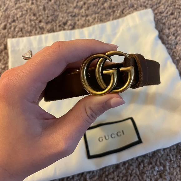 Gucci Accessories - Authentic Gucci Marmont Thin Leather Brown Belt